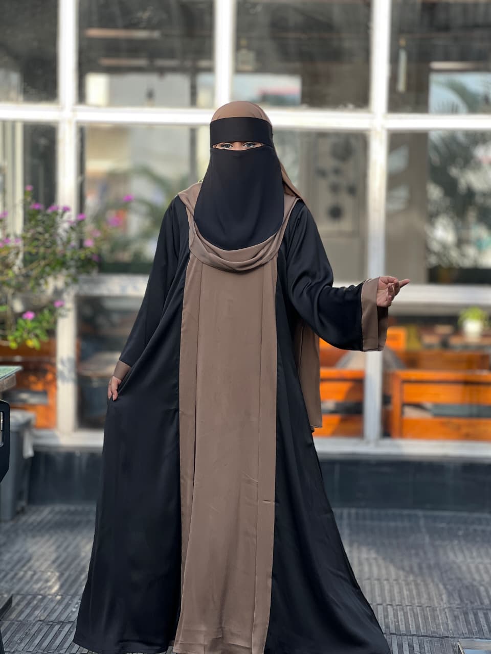 Contrast Overcoat Abaya